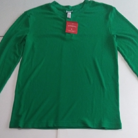 Wondershop Vibrant Green Light Thermal Sleepwear Top Size Medium - Picture 1 of 7